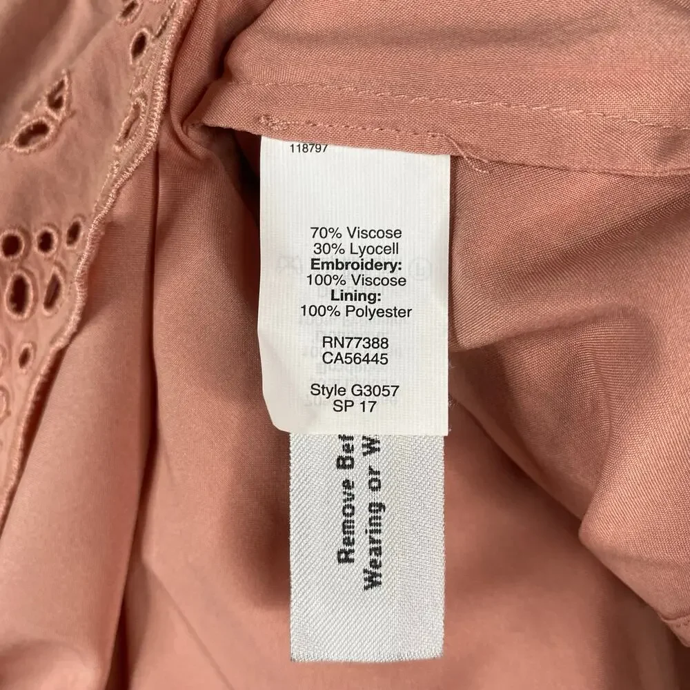 Madewell Dusty Pink Eyelet Off The Shoulder Dress Scalloped Flutter Sleeve Sz 6